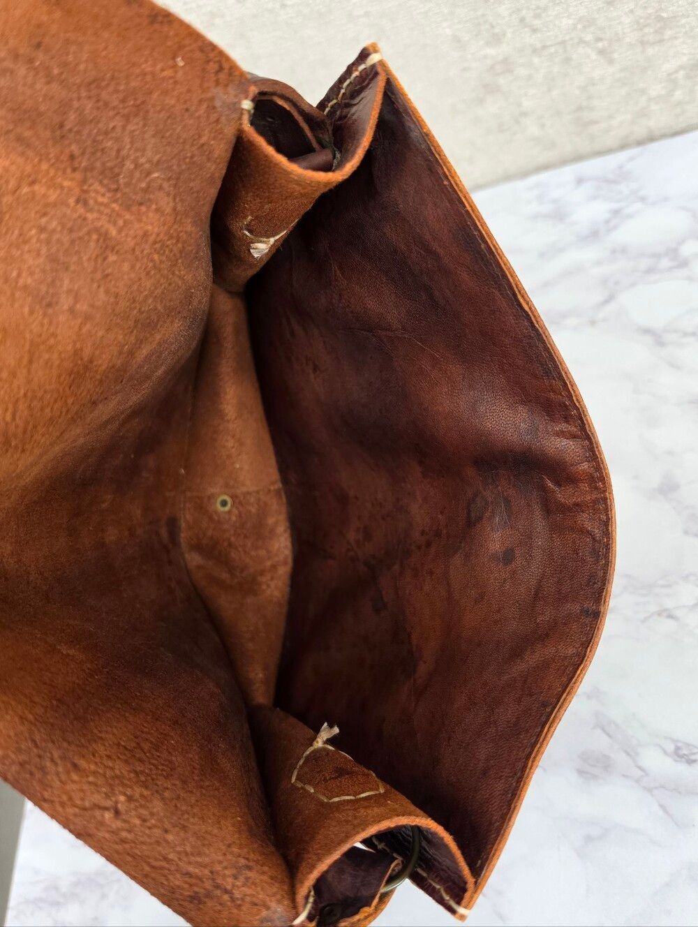 Handmade Vintage Brown Leather Crossbody Messenger Bag - Picture 11 of 13